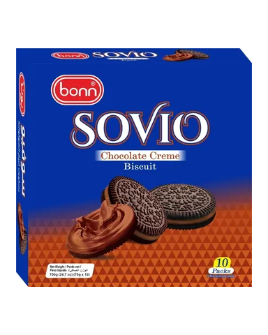 A pack of Bonn Sovio chocolate creme biscuits